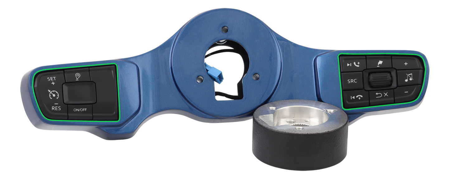 Classic Blue Switch Pad Gen 5 for 3-Hole Series 4-Spoke Wheel - 2021 and Up Peterbilt/Kenworth with Digital Dash, includes 839 Hub