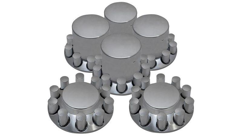 Complete Axle Cover Kit Flat with 33mm Cylinder Threaded Lug Nut Covers