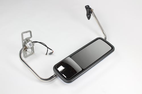 Complete Mirror Assembly with Stainless Steel Arm -Heated-Motorized- Chrome Cover - Fits Freightliner Columbia & Century 2005+, FL112 Set back Axle. Coronado. Passenger