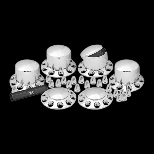 Complete Round Chrome ABS Plastic Axle Cover Kit