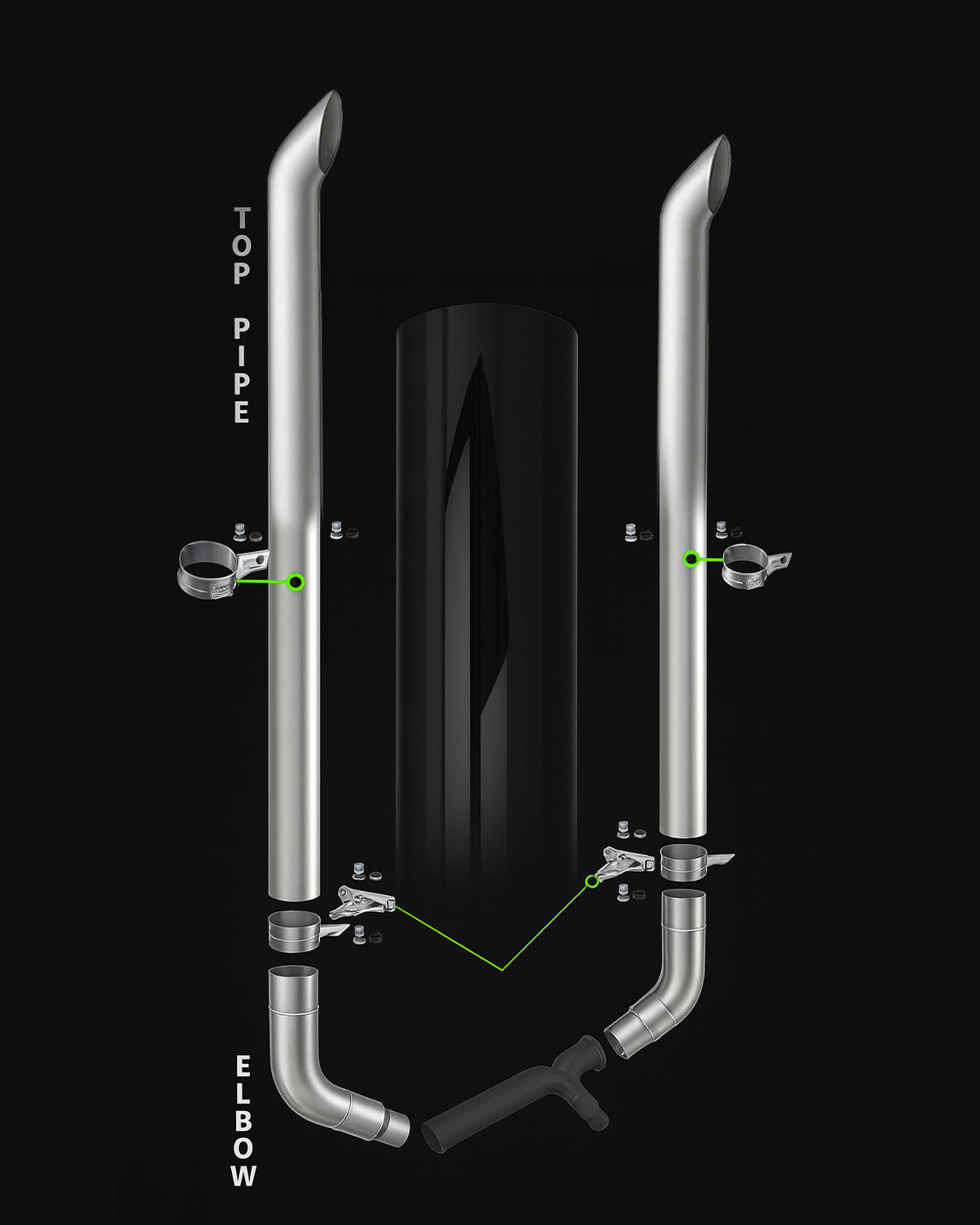 Exhaust Kit 7" DIA x 108" for Freightliner Classic/FLD.