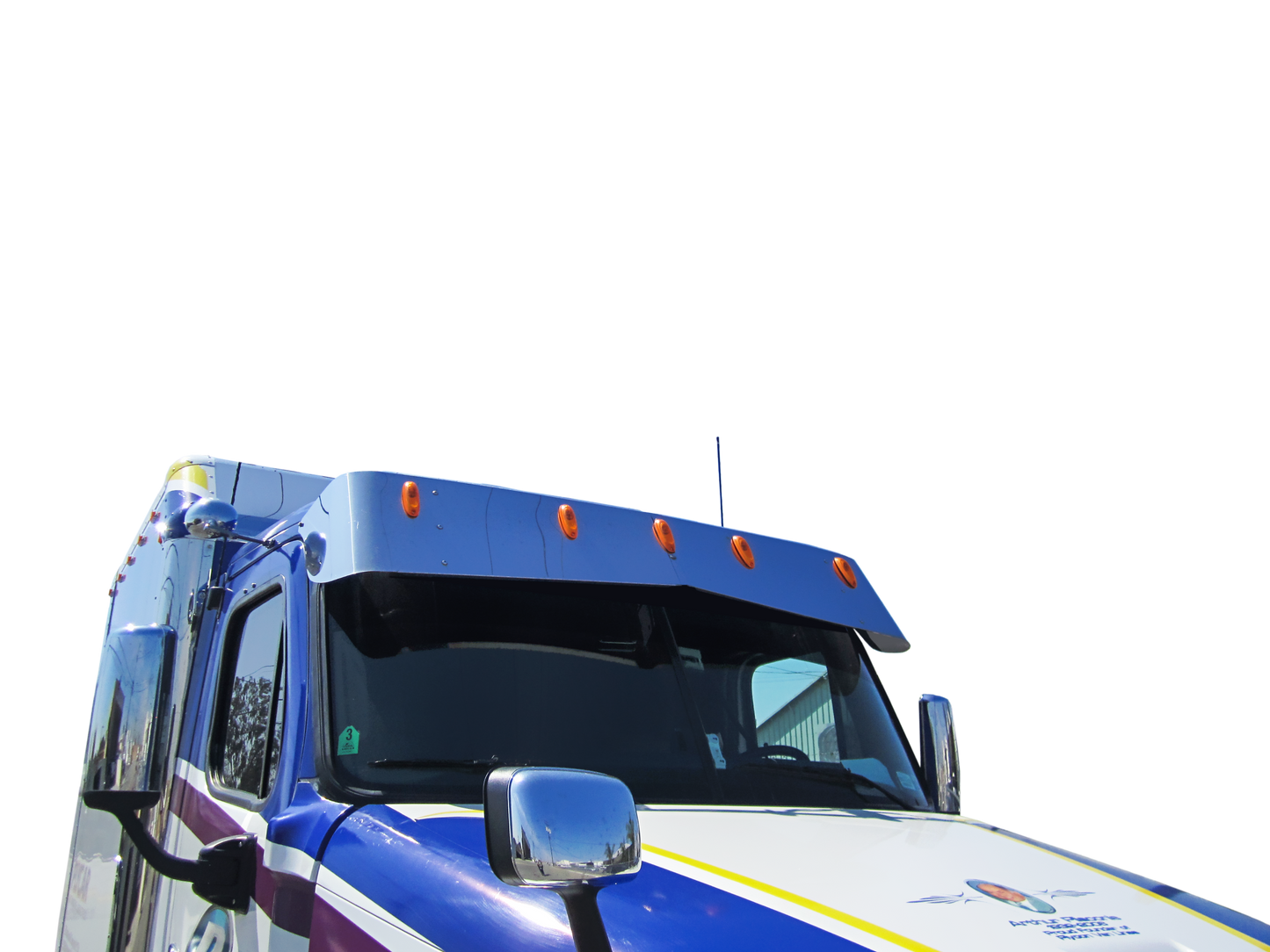 Freightliner Cascadia Day Cab 16" x 13" Bowtie Visor w/5-OEM Light Holes (1 Hole Side Mount)