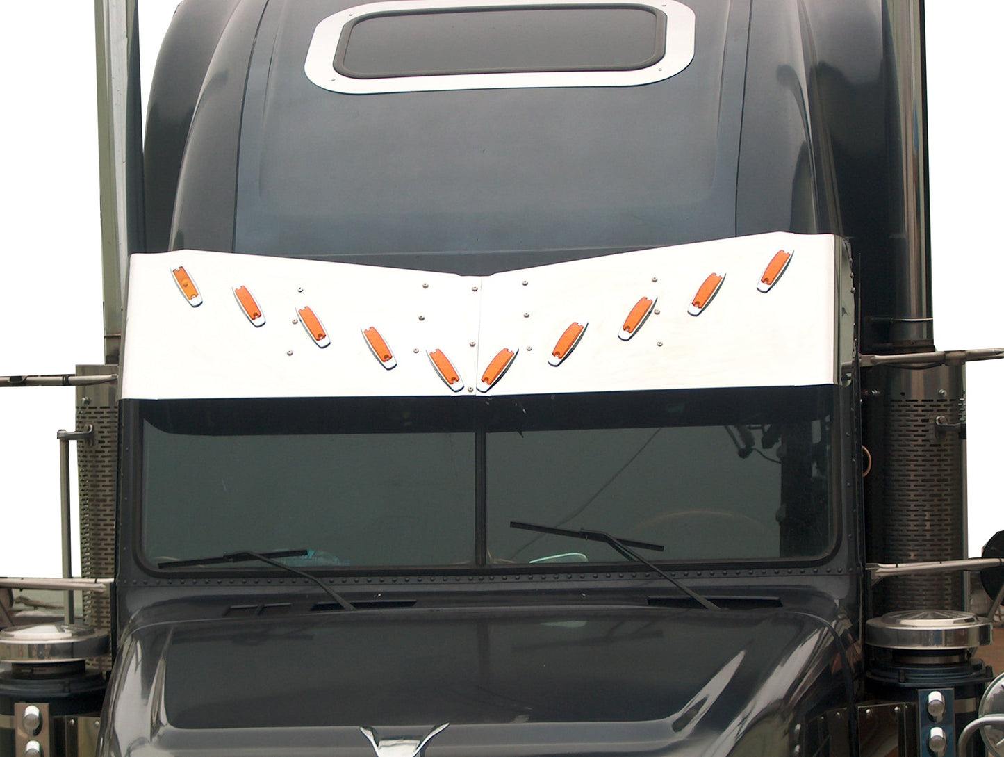 Freightliner Classic Condo 17-1/2"x13-1/2" Reverse Bowtie Visor w/10-Combo Light Holes