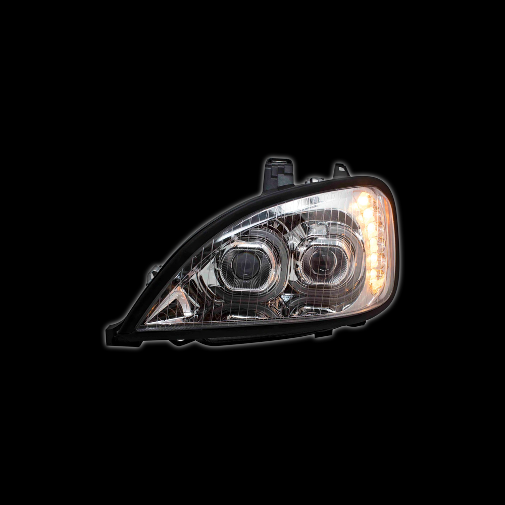 Freightliner Columbia Chrome LED HeadLight Projection With LED Bar Driver