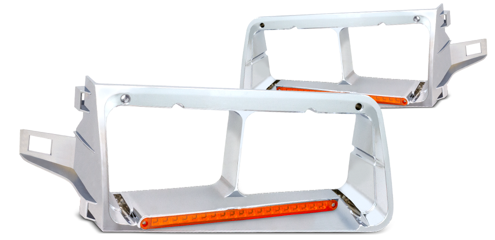 FREIGHTLINER FLD 120 HEADLIGHT BEZEL W/ 14 AMBER LEDS (PASSENGER)