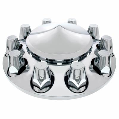 Front Chrome Pointed Axle Cover - Thread on 33mm Nut Cover