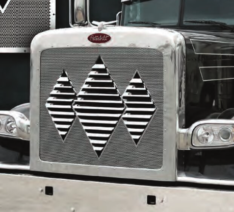 Grill Triple Diamond Louvered, Peterbilt 379 Regular Short Hood - Grille ONLY - Grill Surround NOT included.