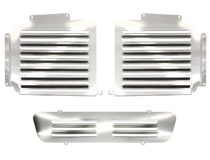 Grille 3 Pieces Louvered, Kenworth T2000 (2004 & Older) - Grill Surround NOT included - Stainless Steel