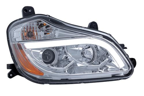 Headlight With Chrome Reflector fits Kenworth T680 With Light Bar - Passenger Side
