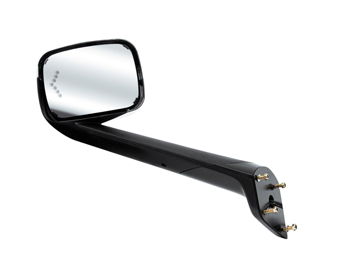 HOOD MIRROR ASSEMBLY W/LED LIGHTS ON MIRROR COVER & GLASS FOR 2018-2025 FREIGHTLINER CASCADIA - HEATED/DRIVER