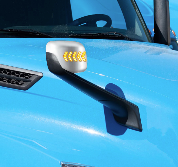HOOD MIRROR ASSEMBLY W/LED LIGHTS ON MIRROR COVER & GLASS FOR 2018-2025 FREIGHTLINER CASCADIA - HEATED/PASSENGER