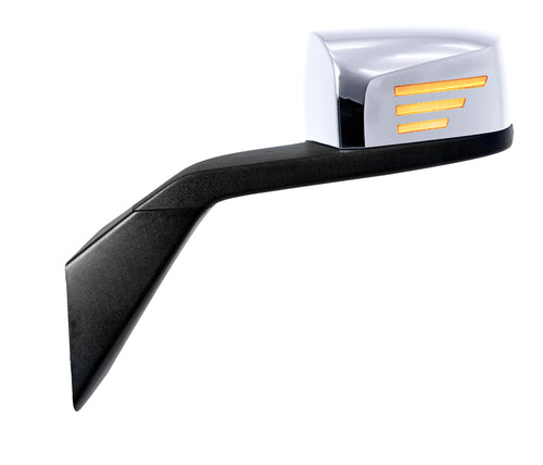 Hood Mirror Chrome Fits Volvo VNL 2003-2017 With Amber LED Lights