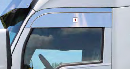 Kenworth T6880/T880  Cab Door Chop Top 8" Polished No Passenger Mirror Cutout