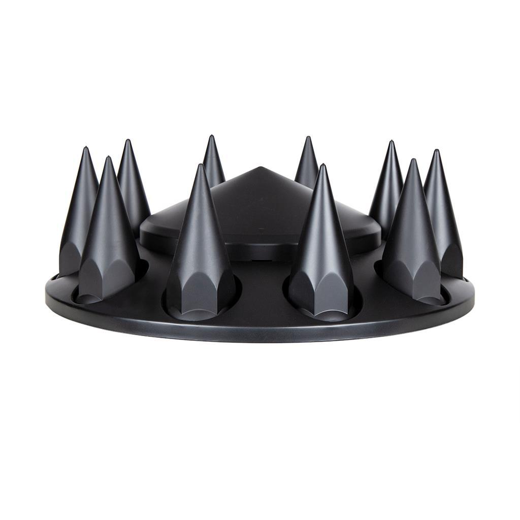 Matte Black Pointed Axle Cover Combo Kit w/ 33mm Spike Nut Covers & Nut