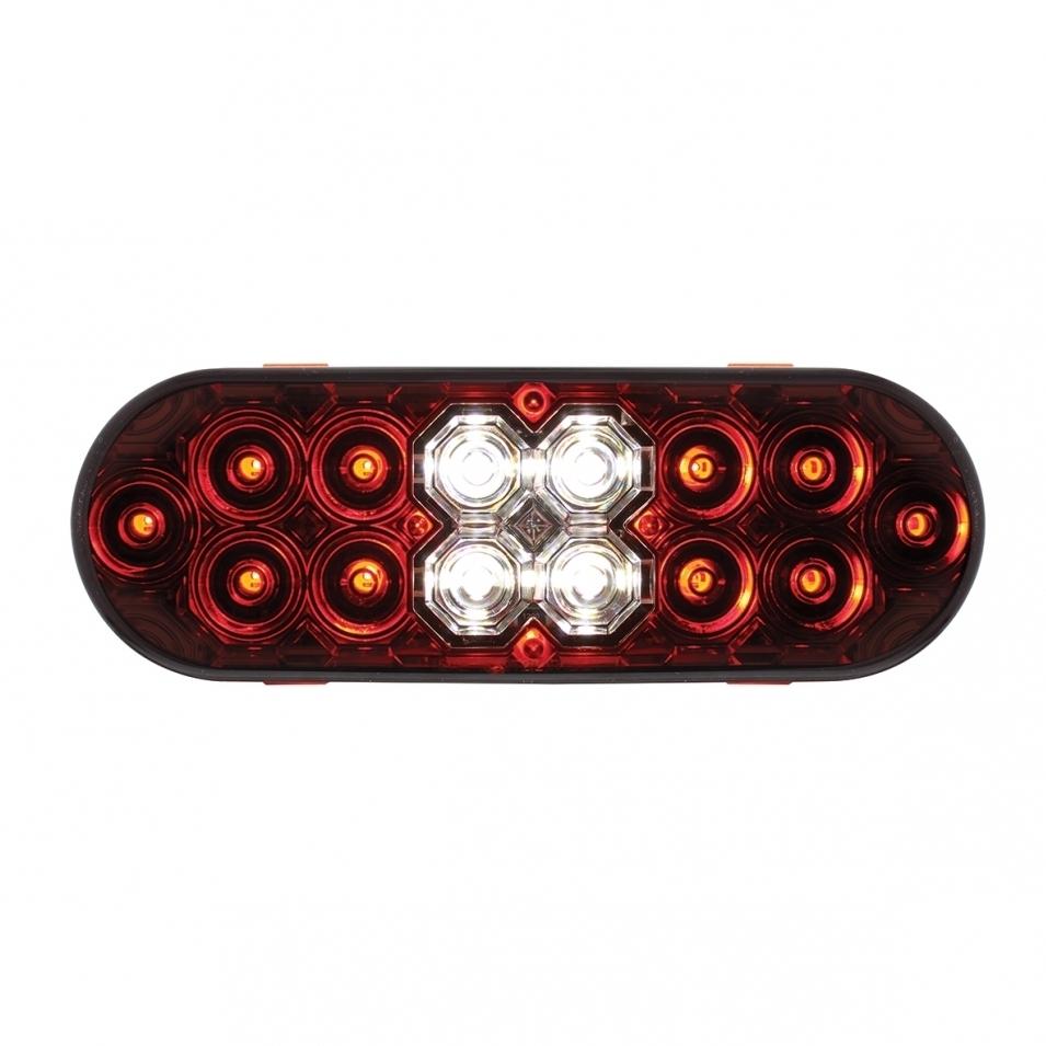 6 Oval Combo Light w/ 14 LED Stop Turn & Tail & 16 LED Back-Up-Red LED/Red Lens Lighting & Accessories
