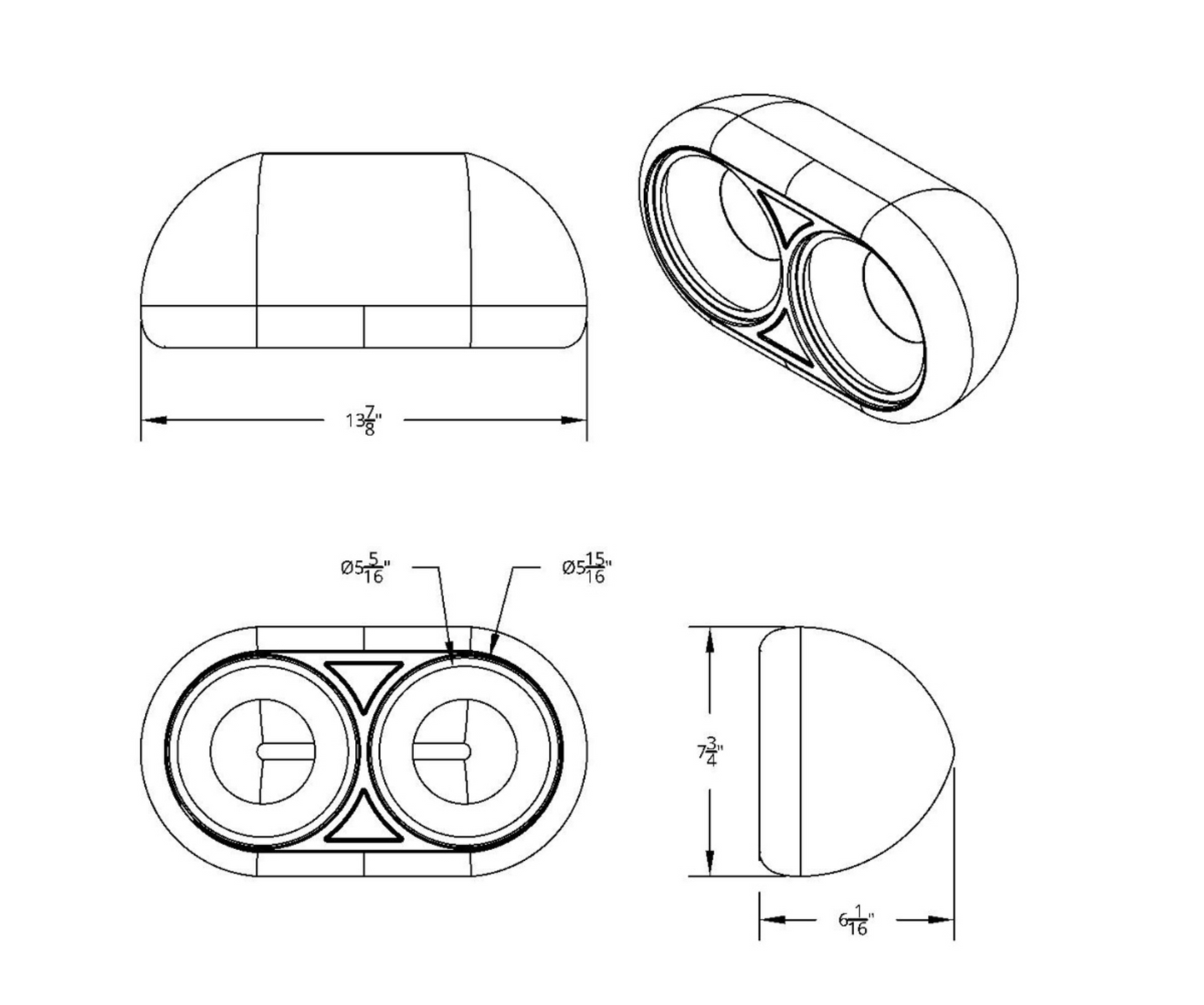 Peterbilt 359 Style Dual Headlight Housing - 304 Stainless