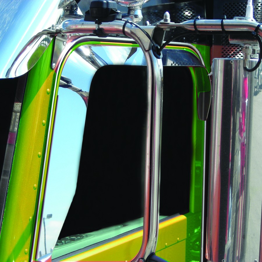 Peterbilt 379 Window Shade - Convex Mirror Cutout on Passenger Side (2005+)