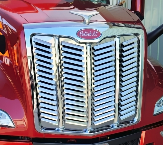 Peterbilt 579 Ultraloft Hood Grill - 66 Slanted Louvers - Grill Surround NOT included.