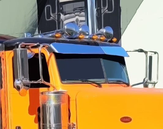 Peterbilt All St./Ultra Cab 9"x 6" Classic Style Reverse Bowtie Visor (Flat Windshield)