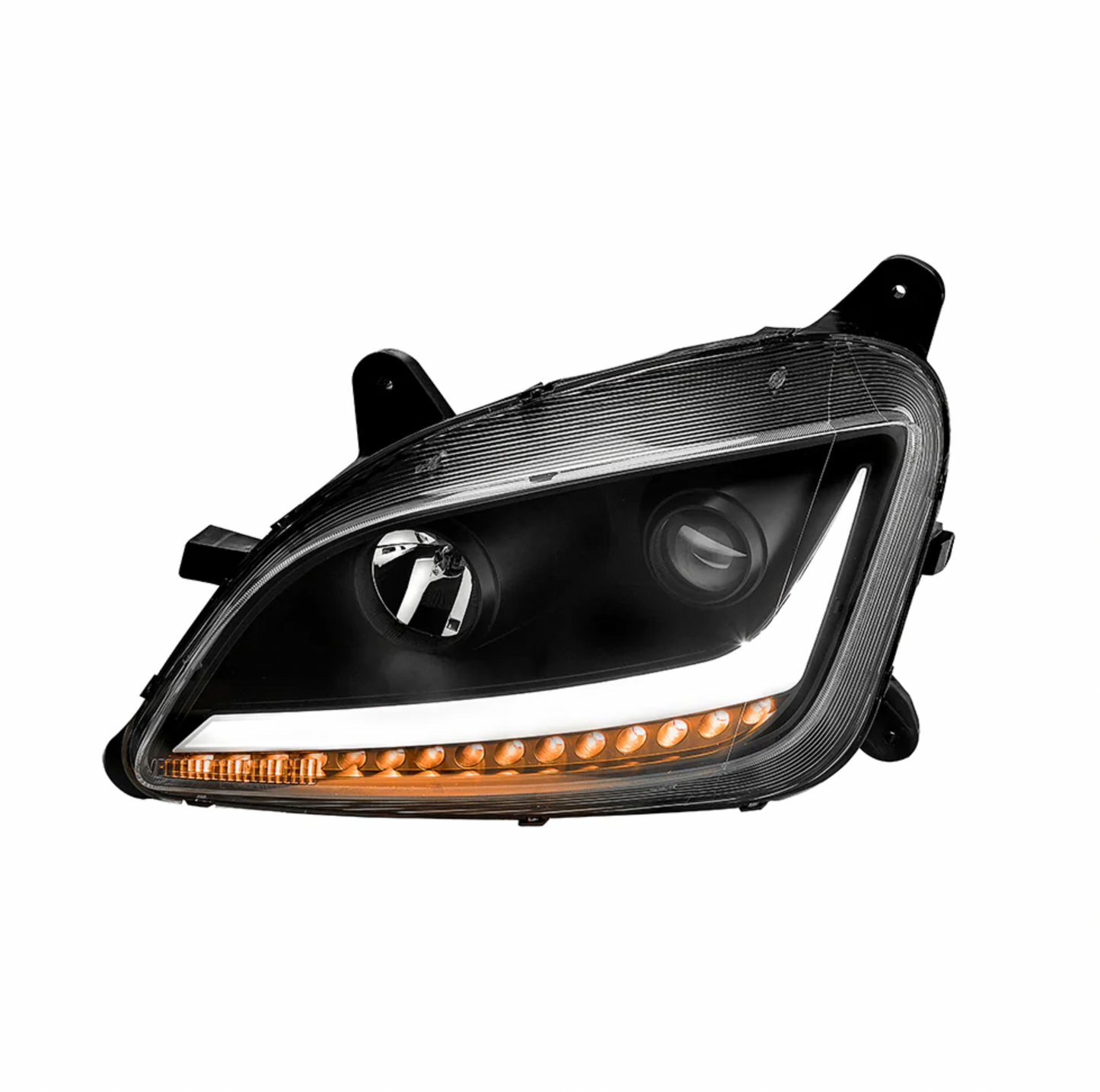 Projection Headlight with Black Reflector and Light Bar fits Peterbilt 579 & 587