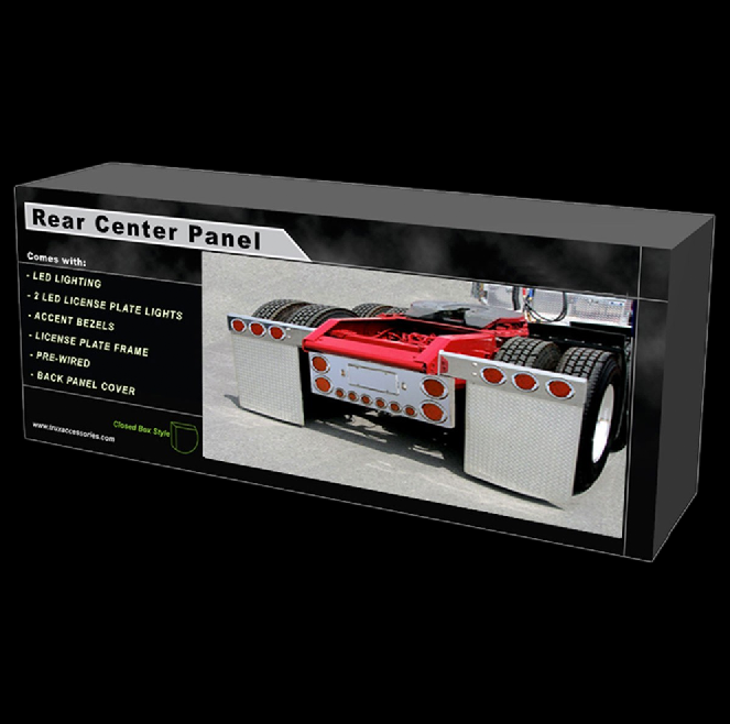 Rear Center Panel with 4 Inch and 2 Inch LEDs Red/Red - Stainless Steel