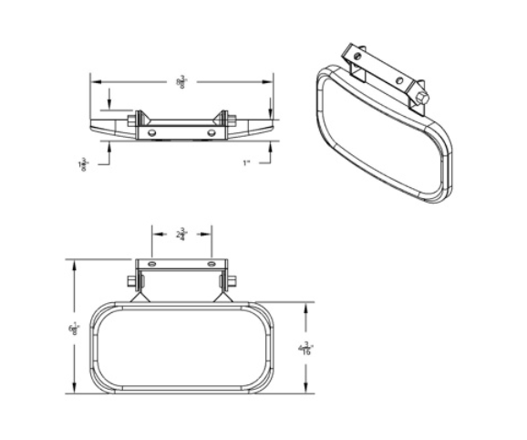 RECTANGULAR OVER DOOR CONVEX MIRROR W/ MOUNTING BRACKET - 430 STAINLESS STEEL