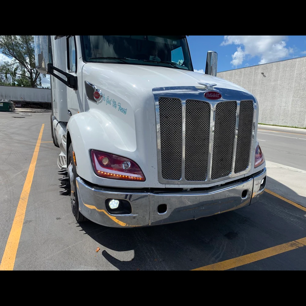 Red Housing Dragon Eye Headlight With LED Turn Signal and Day Light Bar (Driver Side ) fits Peterbilt 579 & 587