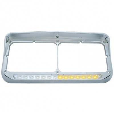 Sequential LED Dual Headlight Bezel w/ Visor (Driver) - Amber LED/Clear