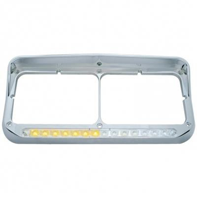 Sequential LED Dual Headlight Bezel w/ Visor (Passenger) - Amber