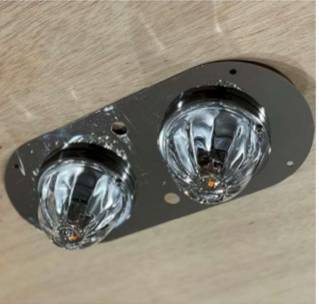 Stainless Peterbilt 359/379/389 or Kenworth W900L Above Door Dome Light Plate Only for 2 Watermelon Lights (Lights not included)