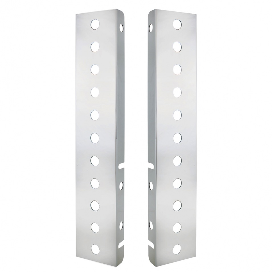 Stainless Peterbilt Air Cleaner Bracket - 22 Mini Light Cutouts - Cab Exterior