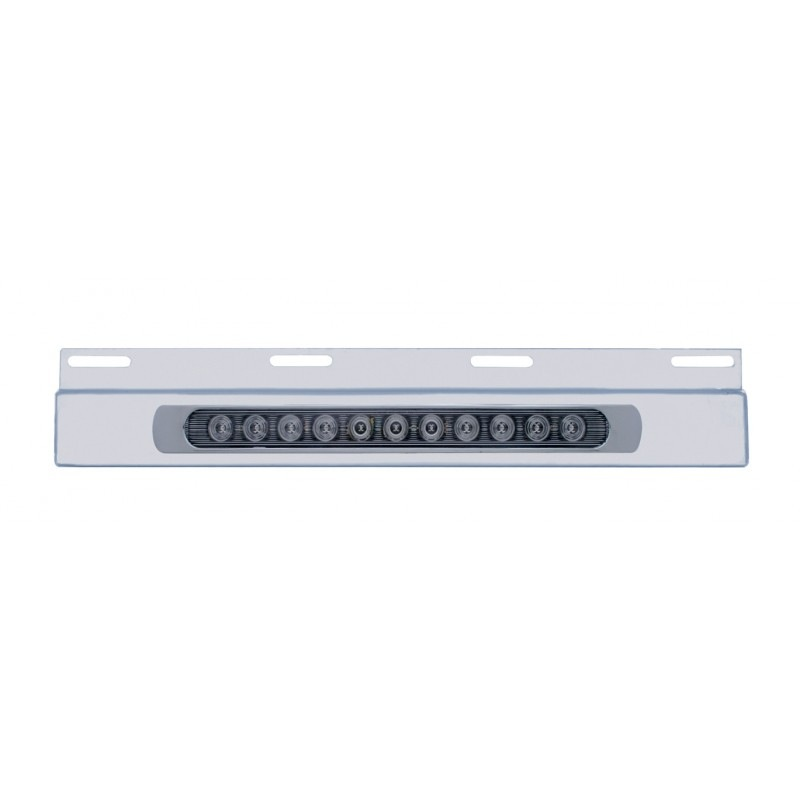 Stainless Top Mud Flap Plate W/ 11 Led Light Bar & Bezel - Red Led/clear Lens - Lighting Accessories