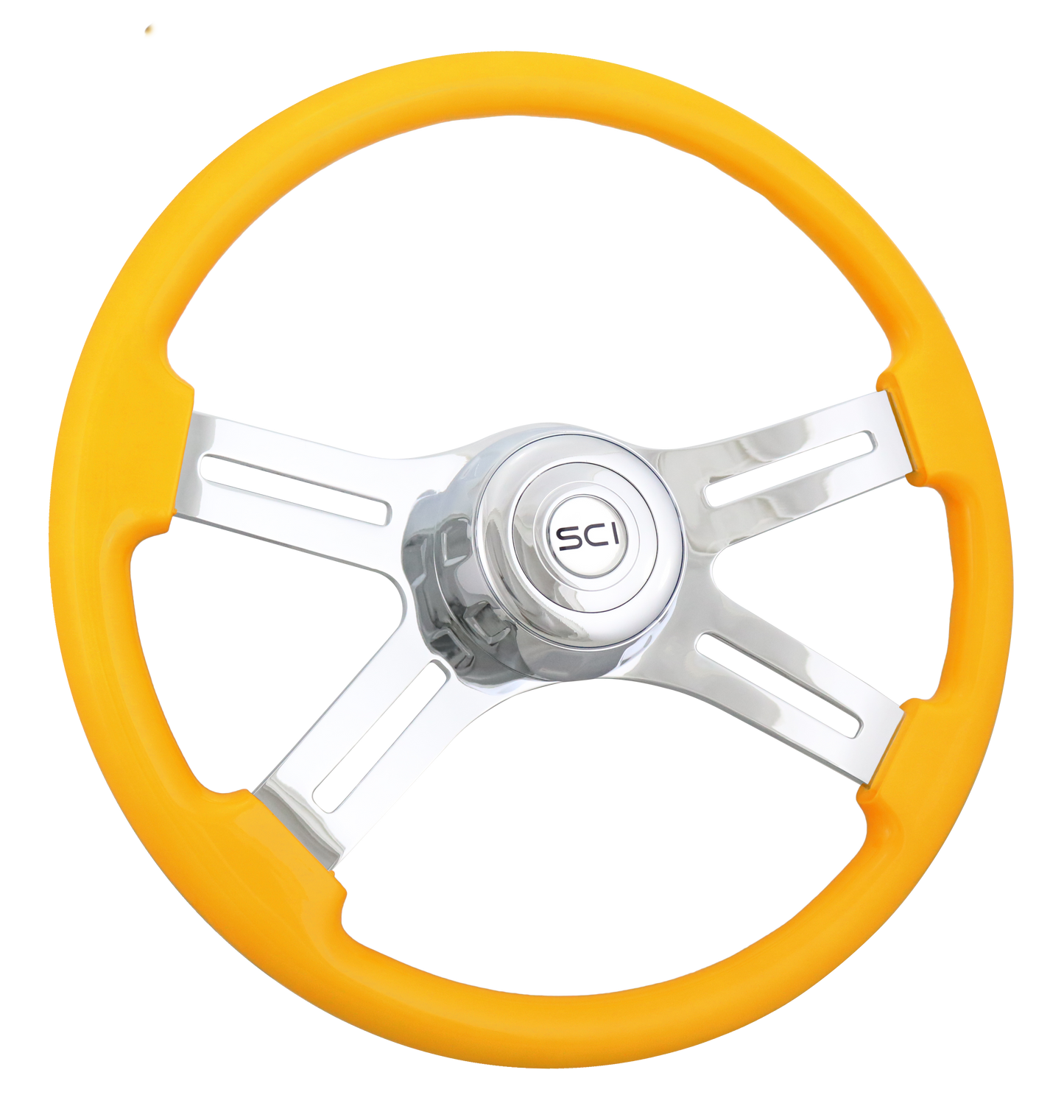 Steering Wheel 18" Classic 4 Spoke Wood Yellow Steering Wheel