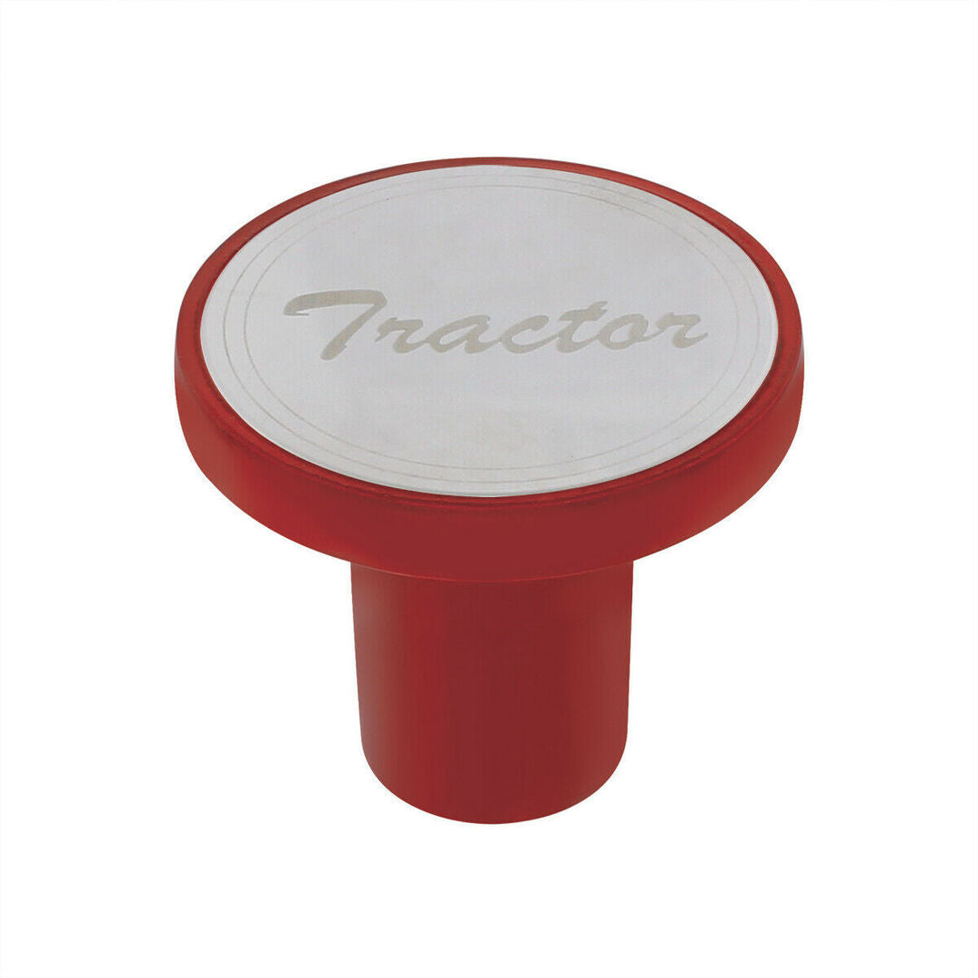 ''Tractor'' Aluminum Screw-On Air Valve Knob w/ Stainless Plaque