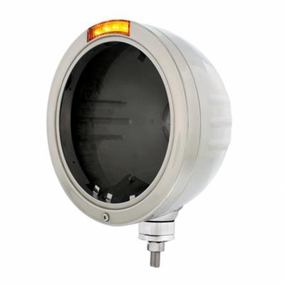 Triple Embossed Stripe” Peterbilt Headlight Housing with 4 Amber LED