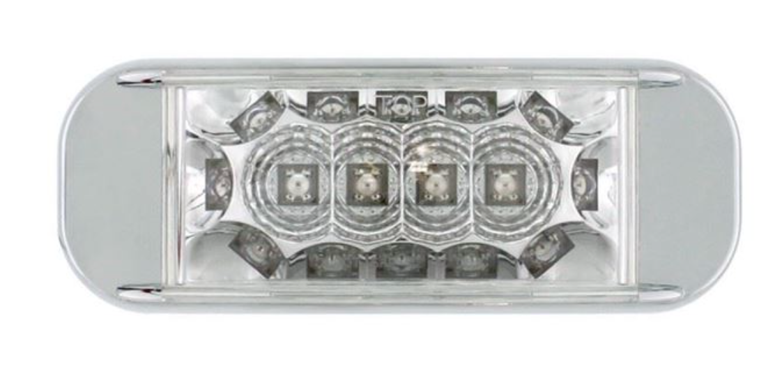 Truck City Chrome & Parts - 16 LED Reflector Rectangular Marker Light - Red LED/Clear Lens