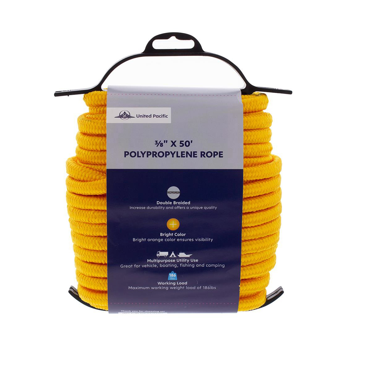 Truck City Chrome & Parts - 3/8" X 50' 16-Strand Double Braided Polypropylene Rope