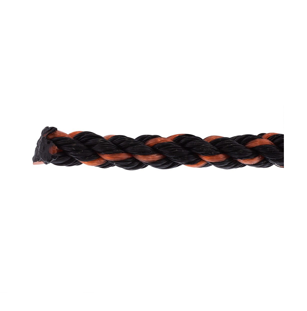 Truck City Chrome & Parts - 3/8" x 50' 3-Strand Twisted Black & Orange Polypropylene Rope