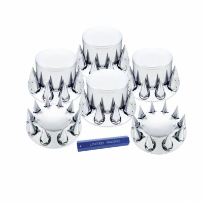 Truck City Chrome & Parts - 33 mm Thread-On Dome Axle Cover Combo Kit with Spike Nut Cover