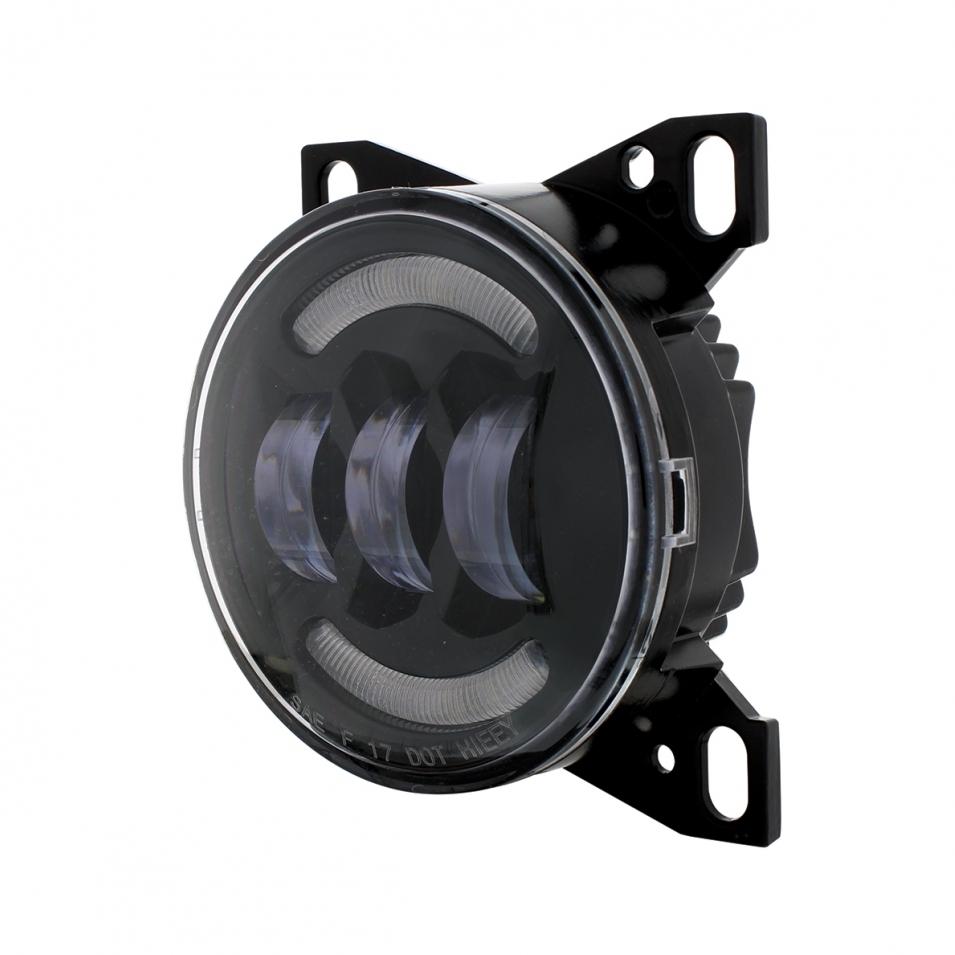 4 1/4 Black Round LED Fog Light with LED Position Light Bar for Peterbilt 579/587 & Kenworth T660 Series Lighting & Accessories