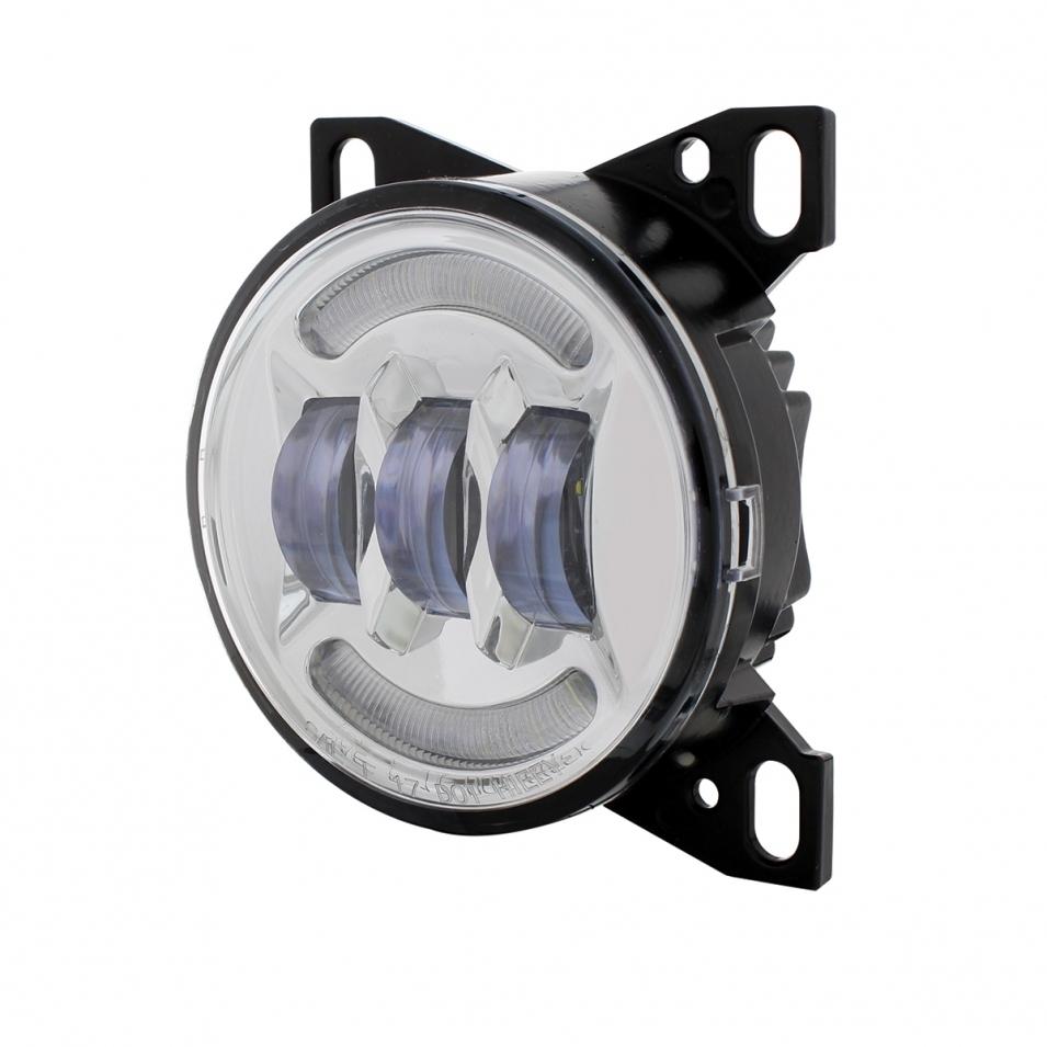 4 1/4 Chrome Round LED Fog Light with LED Position Light Bar for Peterbilt 579/587 & Kenworth T660 Series Lighting & Accessories