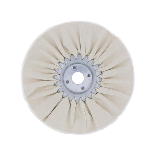 Truck City Chrome & Parts - 6" White Treated Airway Buff - 12 Ply 5/8" & 1/2" Arbor