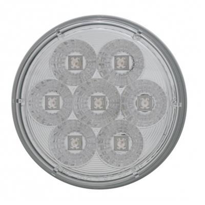 Truck City Chrome & Parts - 7 LED Reflector 4" Stop Turn & Tail Light - Red LED/Clear Lens