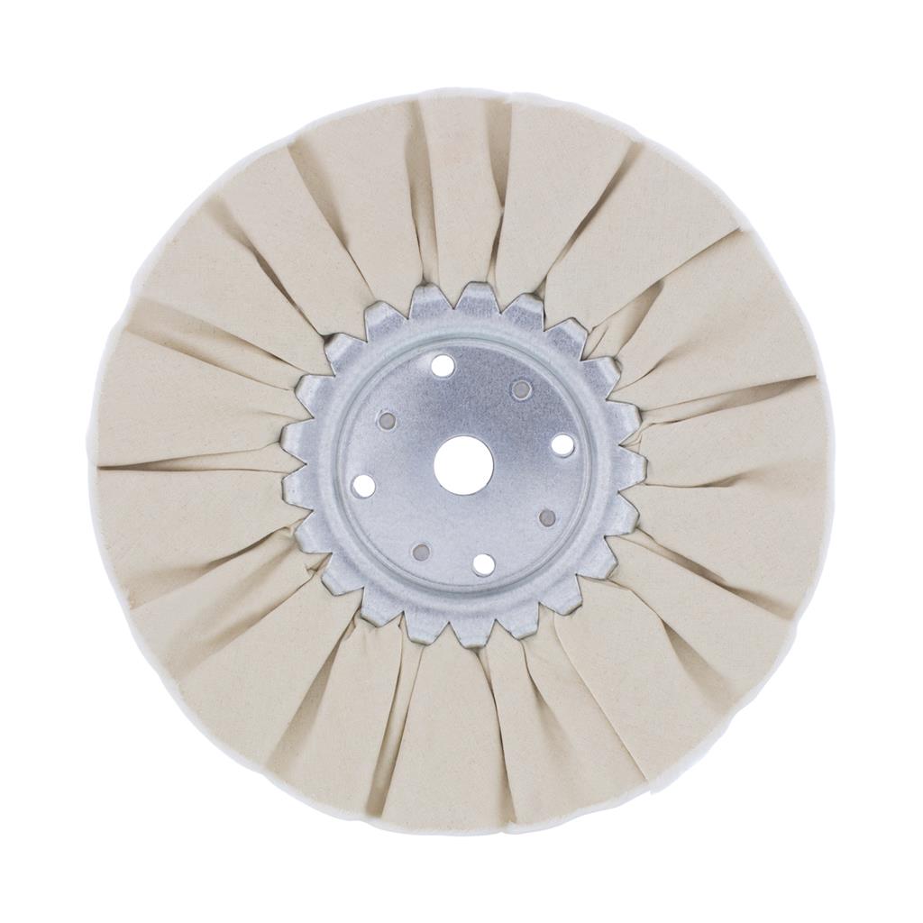 Truck City Chrome & Parts - 8" White Treated Airway Buff - 16 Ply 5/8" & 1/2" Arbor