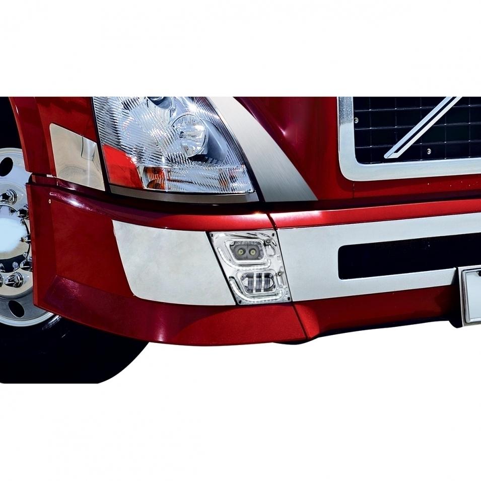 Chrome High Power LED Fog Light with LED Daytime Running Light & LED Position Light for 2003 - 2017 Volvo VN/VNL - Driver Work and Fog