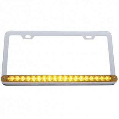 Truck City Chrome & Parts - Chrome License Plate W/ 19 Amber Led 12" Reflector Light Bar - Amber