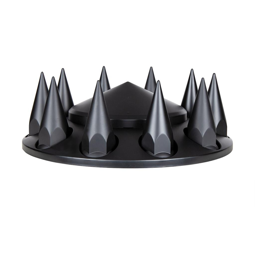 Truck City Chrome & Parts - Matte Black Pointed Front Axle Cover w/ 33mm Spike Thread-on Nut Cover