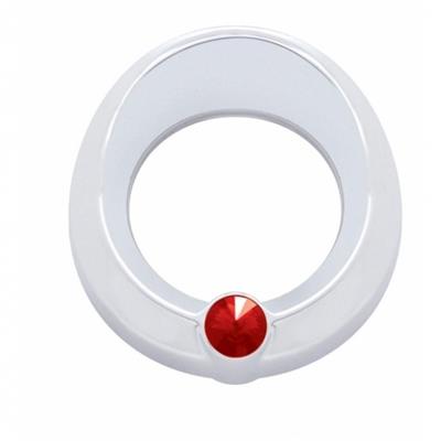 Truck City Chrome & Parts - Chrome Plastic Universal Small Gauge Cover W/ Visor & Diamond - Red