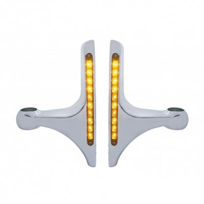 Truck City Chrome & Parts - Polish Aluminum Peterbilt Headlight Bracket W/ 10 Amber Led 9" Light