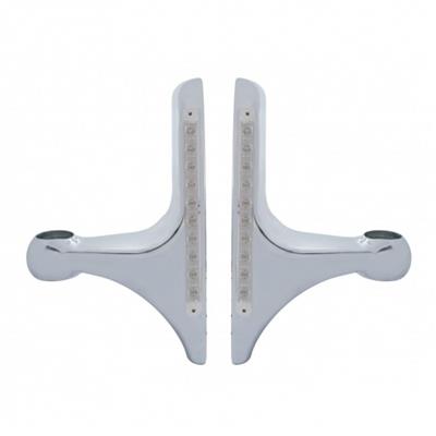 Truck City Chrome & Parts - Polish Aluminum Peterbilt "Pair set" Headlight Bracket W/ 10 Amber Led